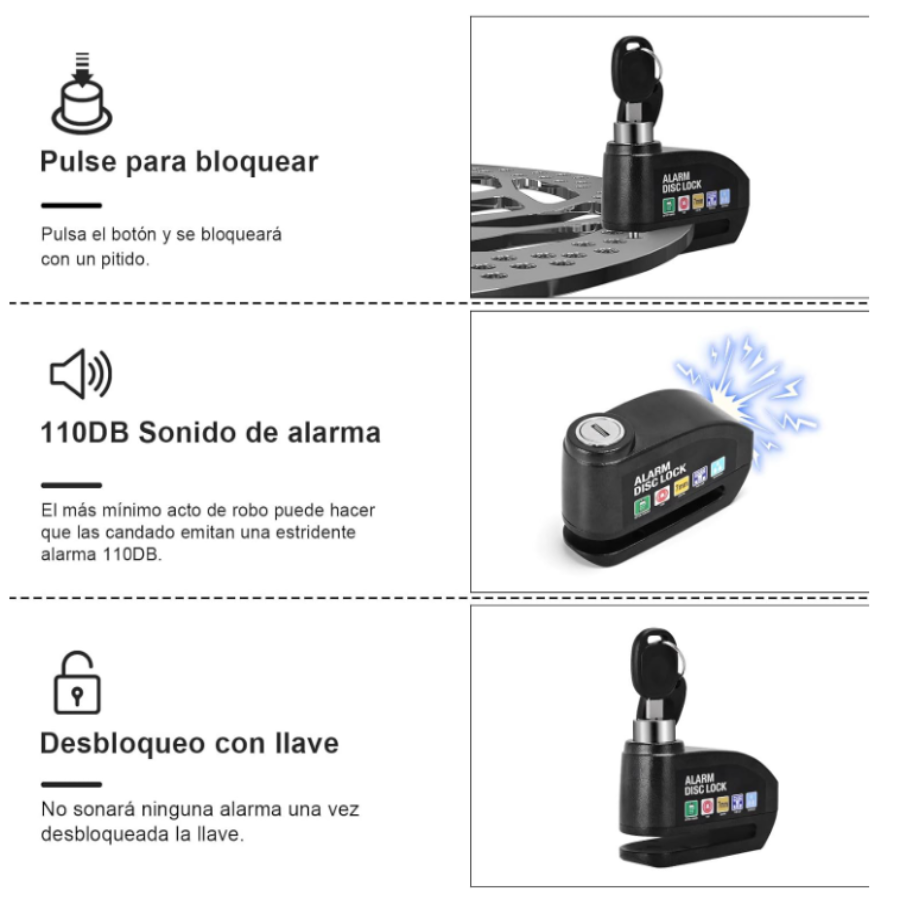Candado de Alarma para Motocicleta