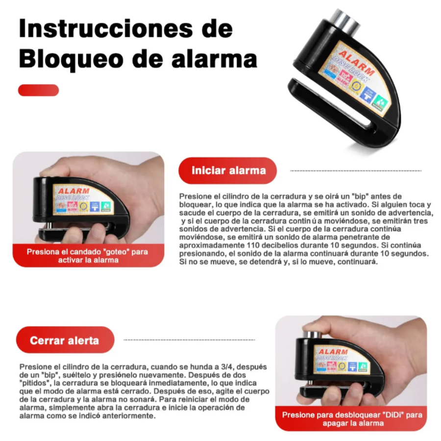 Candado de Alarma para Motocicleta